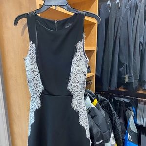 Betsy Adams Fit & Flare Dress, Black w/white lace